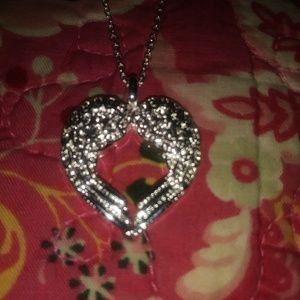 Sterling silver angel wings heart necklace